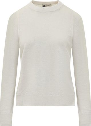 Max Mara White Solid Crew Neck Sweater