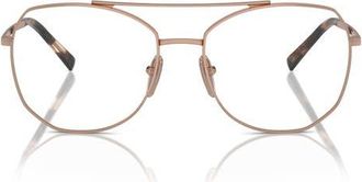 Prada 56mm Rectangular Optical Glasses in Rose Gold at Nordstrom
