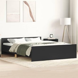 vidaXL Estructura De Cama Con Cabecero Piecero Negro 150x200 Cm Vidaxl