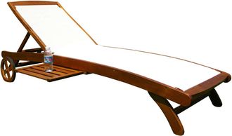 COSMA Cosma - Tumbona Ajustable Con Ruedas De Madera Y Tejido Mod.texty