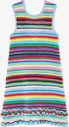 Ganni Mixed Dress in Striped Crochet - Size XXS Organic Cotton