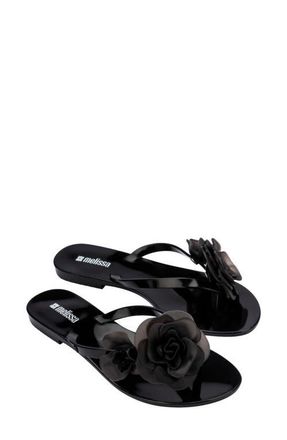 Melissa Harmonic Petals Flip Flop in Black at Nordstrom, Size 10