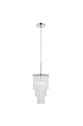 Netlighting Panama 1 Light Chrome Crystal Pendant Ceiling Light in Grey
