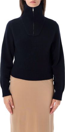 Maison Margiela Cropped Half-Zip Merino Wool Convertible Sweater