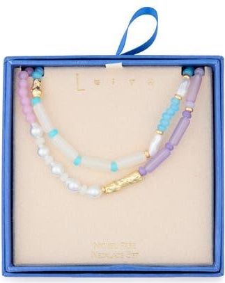 Leith Two-Row Beaded Necklace in Purple Multi- Gold at Nordstrom Rack