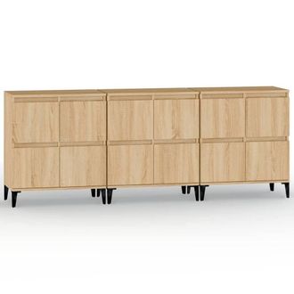 Berkfield Home Sideboards 3 pcs Sonoma Oak 60x35x70 cm Engineered Wood in Light Tan | Size: 60 x 35 x 70 cm