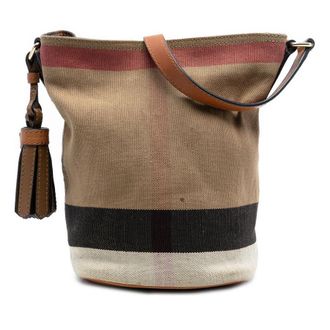Burberry Pre-owned Burberry Mini Mega Check Canvas Ashby Tassel Bucket Bag Ladies MGPP9IKRXVI37PSP