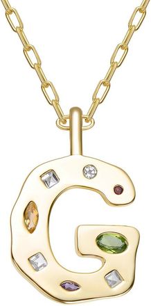 Genevive 14K Plated Cz Alphabetical Necklace