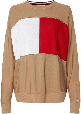 Tommy Hilfiger Rondgebreide trui - Dames - Ronde hals truien - Veelkleurig - XS - Katoen - Truien & Vesten