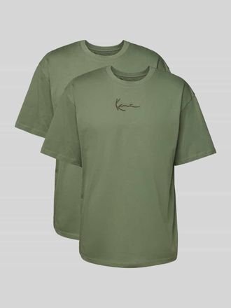 Karl Kani T-Shirt mit Label-Stitching in Oliv, Gr&ouml;&szlig;e M
