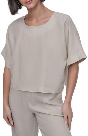 DKNY Drop Shoulder Boxy Linen Top in Natural at Nordstrom, Size X-Large
