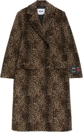 Msgm Cappotto doppiopetto leopardato - Marrone