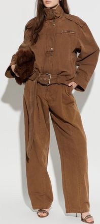 Blumarine Loose-fit Trousers With Belt, Womens, Brown