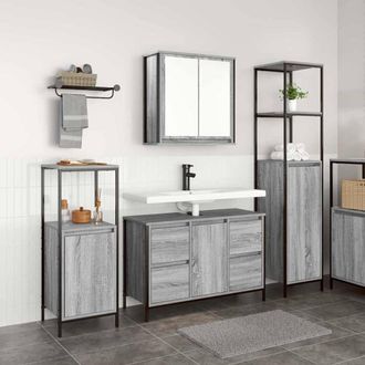 Berkfield Home 3-Piece Bathroom Furniture Set in Grey Sonoma Engineered Wood