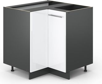 Vicco Armario De Esquina Fame-line, Blanco Alto Brillo, 80.5 Cm Sin Encimera, Vicco