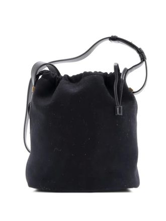 Saint Laurent Rive Gauche Drawstring Embroidered Wool bucket bag - Nero