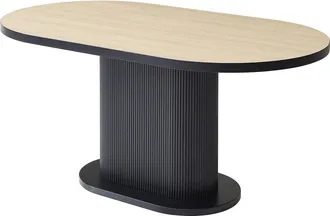 Vente-Unique Mesa de comedor para 6 personas en MDF - Natural y Negro - CALIENO