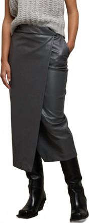Nude Leather Midi Skirt In Grey