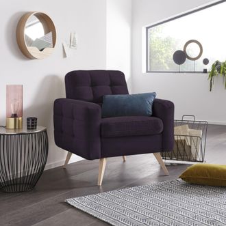 Exxpo Sofa Fashion Sessel »Nappa, Loungesessel, aktuelle Rückensteppung, bequem und modern« hoher Holzfuss