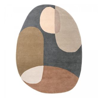 Brink & Campman Alfombra ovalada de lana tejida a mano, azul 160x230