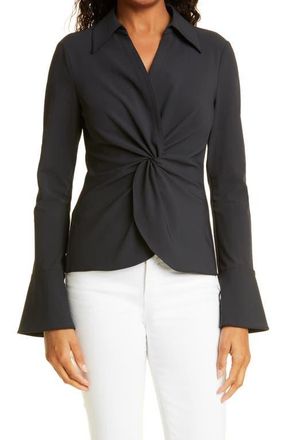 Cinq à Sept Mckenna Knot Waist Shirt in Black at Nordstrom, Size Xx-Small