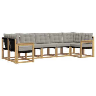 vidaXL Conjunto De Sof&aacute;s De Exterior 7 Pcs Blanco Y Gris Claro Vidaxl