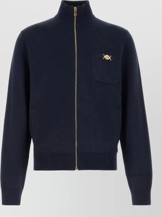 Versace cotton blend cardigan high collar pockets