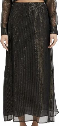SPRWMN Bias Maxi Skirt In Black/gold Metallic Stripe