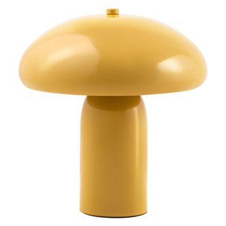 Beliani L&aacute;mpara De Mesa Moderna Con Pantalla De Hierro Una Luz 22 Cm Forma De Seta Amarillo Sanya