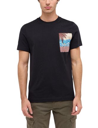 Mustang T-Shirt MUSTANG AUSTIN, Herren, Gr. XXL, schwarz (jet schwarz), Jersey, Obermaterial: 100% Baumwolle, bedruckt, regular fit taillenbedeckt, Rundhals, 