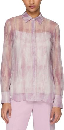 Lafayette 148 New York Scottie Silk Blouse With Cami