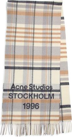 Acne Studios Check 1996 Wool Scarf in White/Beige at Nordstrom