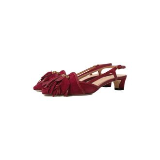 Tod's Tasseled Suede Slingback Heel - Red