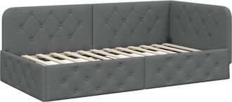 vidaXL Estructura De Cama En Esquina Gris Oscuro 90 X 190 Cm Tela Vidaxl