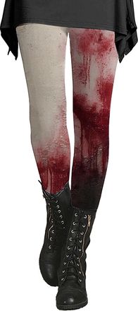 Generic Ladies Halloween Leggings Scary Blood Stained Graphic Yoga Pants Tummy Control High Waisted Leggings Casual Funny Gift Pants Celebration Tights Bottom