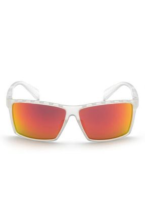 adidas 63mm Rectangular Sunglasses in Crystal /Brown Mirror Lenses at Nordstrom