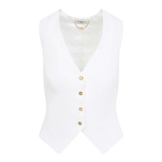 Elisabetta Franchi Vests, female, Beige, Size: XS Asymmetric Cuts Waistcoat