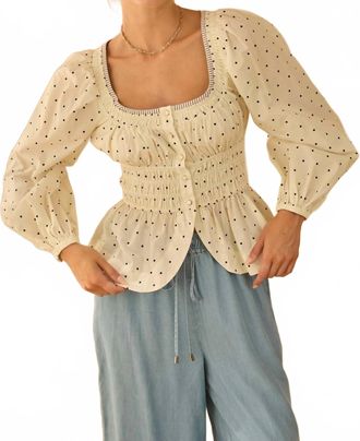 Skies Are Blue Clothing Polka Dot Poplin Top In White