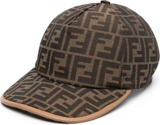 Fendi logo-print cotton baseball cap - men - Polyester/Cotton/Polyurethane/Cotton - One Size - Brown