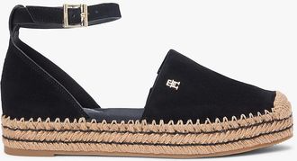 Tommy Hilfiger Womens Suede Platform Espadrille - Black - US 6.5 / EU 37