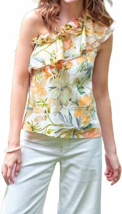 Finley Kate Botanical Print Top In Natural