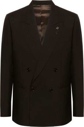 Lardini double-breasted blazer - men - Virgin Wool/Cupro/Viscose - 50 - Brown