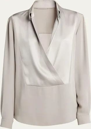 Giorgio Armani Silk Georgette Wrap Blouse