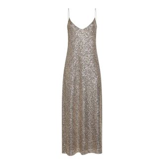 Blanca Vita Maxi Dresses, female, Pink, Size: 2XS Embroidered Sequin V-neck Dress