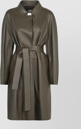 Fendi belted deer leather long jacket