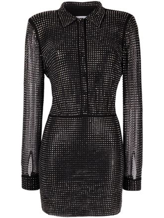 Self Portrait rhinestone-embellished minidress - Black