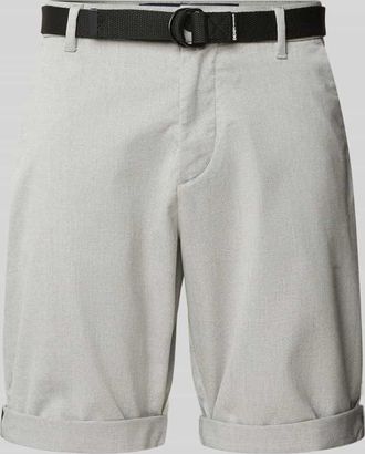 Tom Tailor Denim Regular Fit Chinoshorts mit G&uuml;rtel in Hellgrau Melange, Gr&ouml;&szlig;e XXL