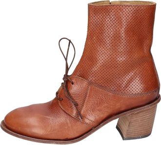 Moma Vintage Leren Enkellaarsjes - Dames - Cowboylaarzen - Bruin - 37 EU - Leer - Schoenen