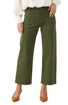 Karen Kane Lauren Patch Pocket Crop Wide Leg Pants in Olive at Nordstrom, Size 10P