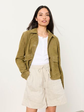 Fat Face FatFace Eliza Green Suede Petite Jacket
